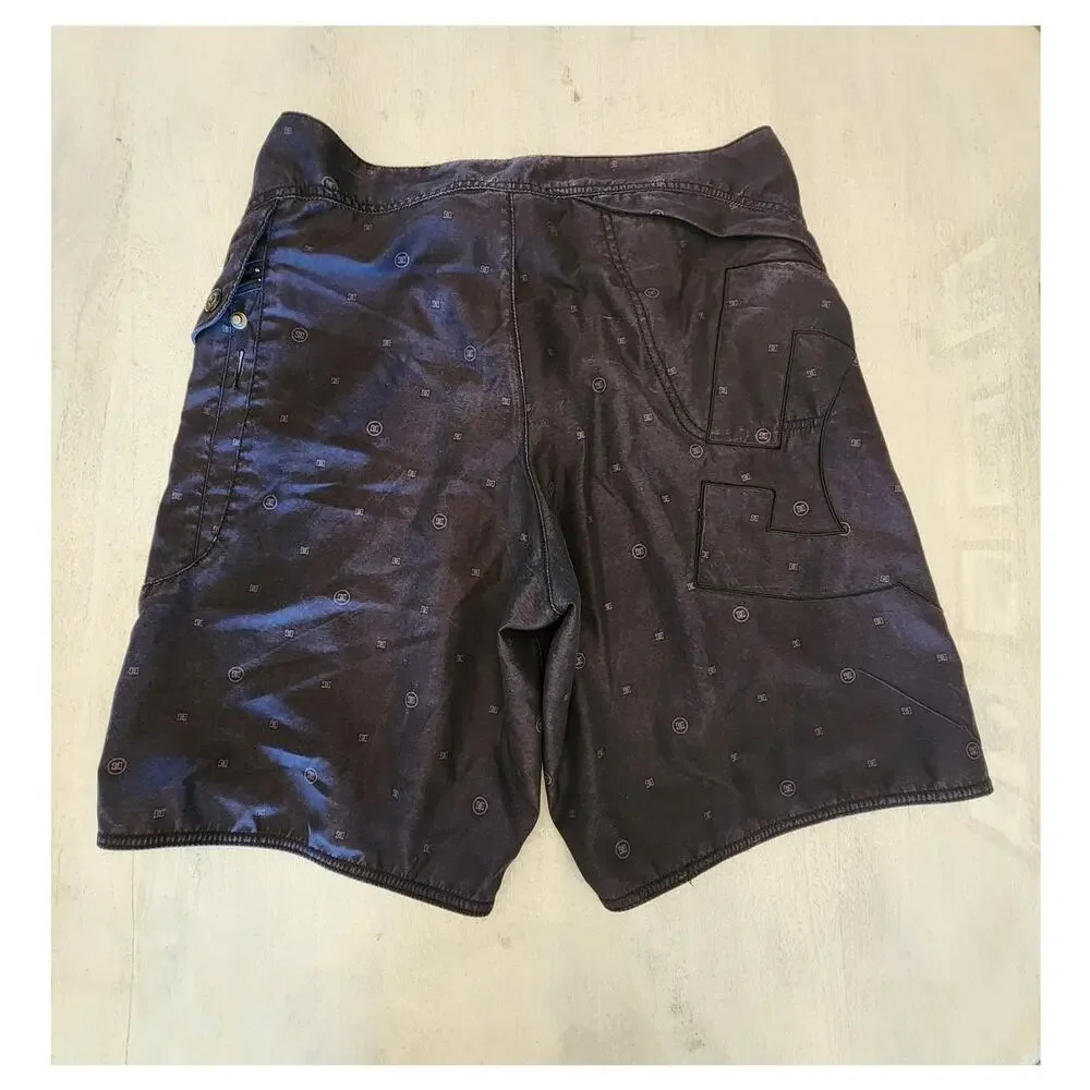 DC Men's Boardshorts SZ 36 Black Purple Y2K Skater Grunge